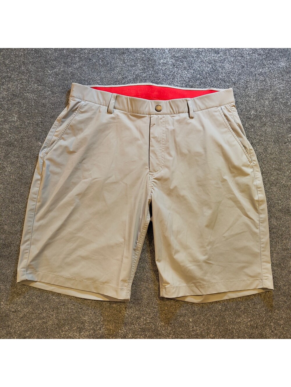 Redvanly Men’s Shorts L Stanwich Club Embroidered Logo Performance Beige